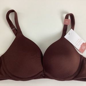 Cacique Nylon Wire Boost Plunge Bra Size 34A Brown Sleek Smooth Fabric NWT New